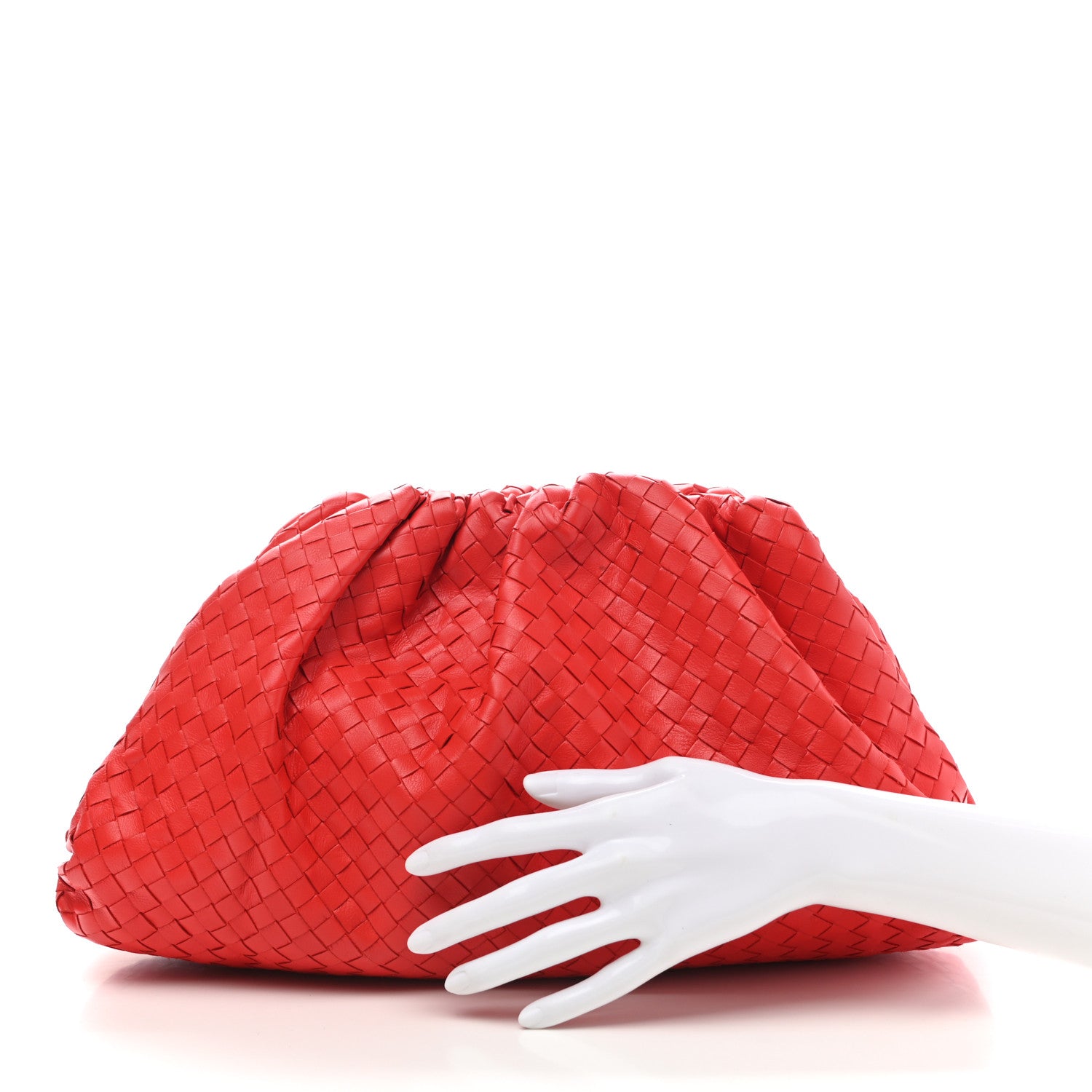 Bottega Veneta Nappa Maxi Intrecciato The Pouch Oversized Clutch Bright Red 2 of 12