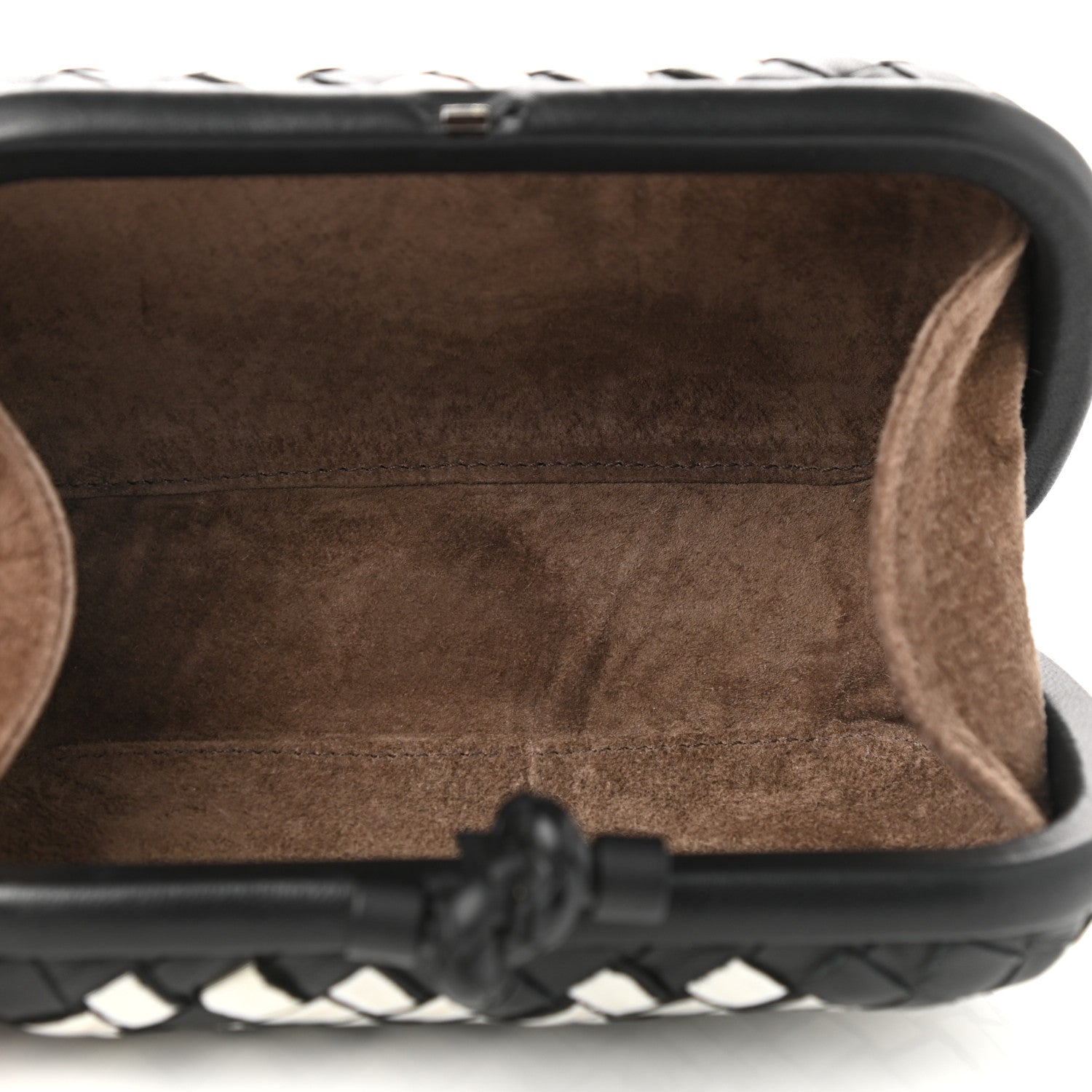 Bottega Veneta Nylon Nappa Intrecciato Knot Clutch Black White 5 of 6