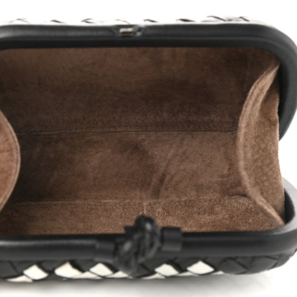 Bottega Veneta Nylon Nappa Intrecciato Knot Clutch Black White 5 of 6