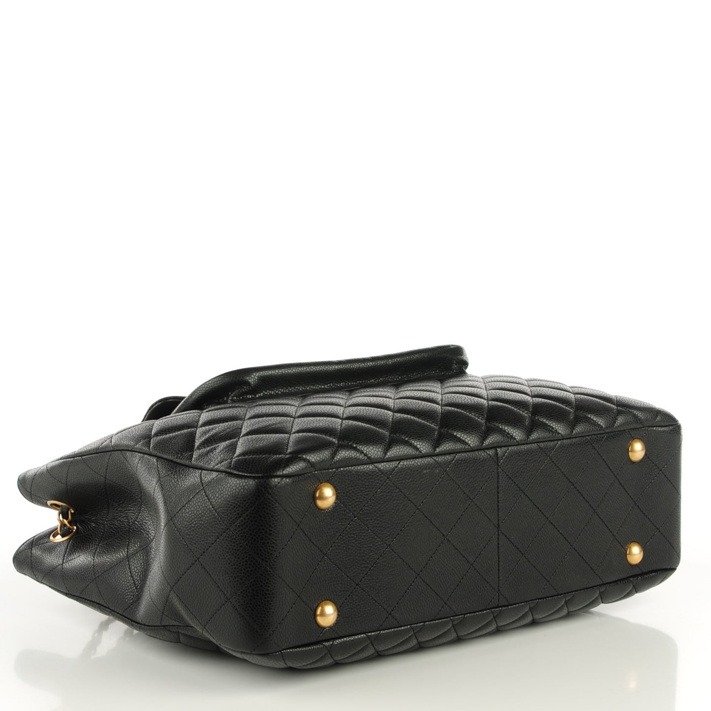 Caviar Quilted Flap Tote Black