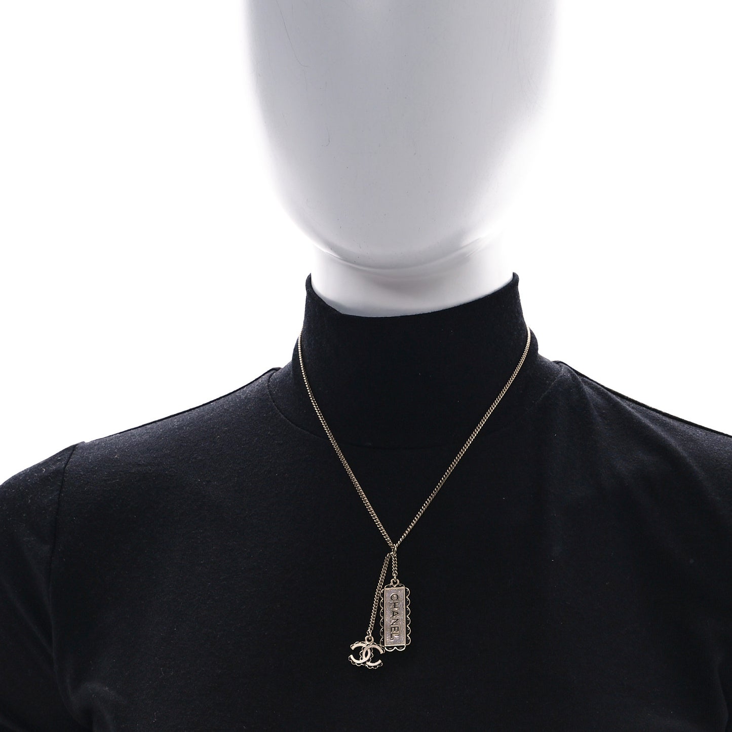 Enamel CC Logo Necklace Gold Black White