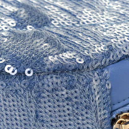 Chanel Sequin Chanel 19 Round Clutch With Chain Light Blue 12 of 13