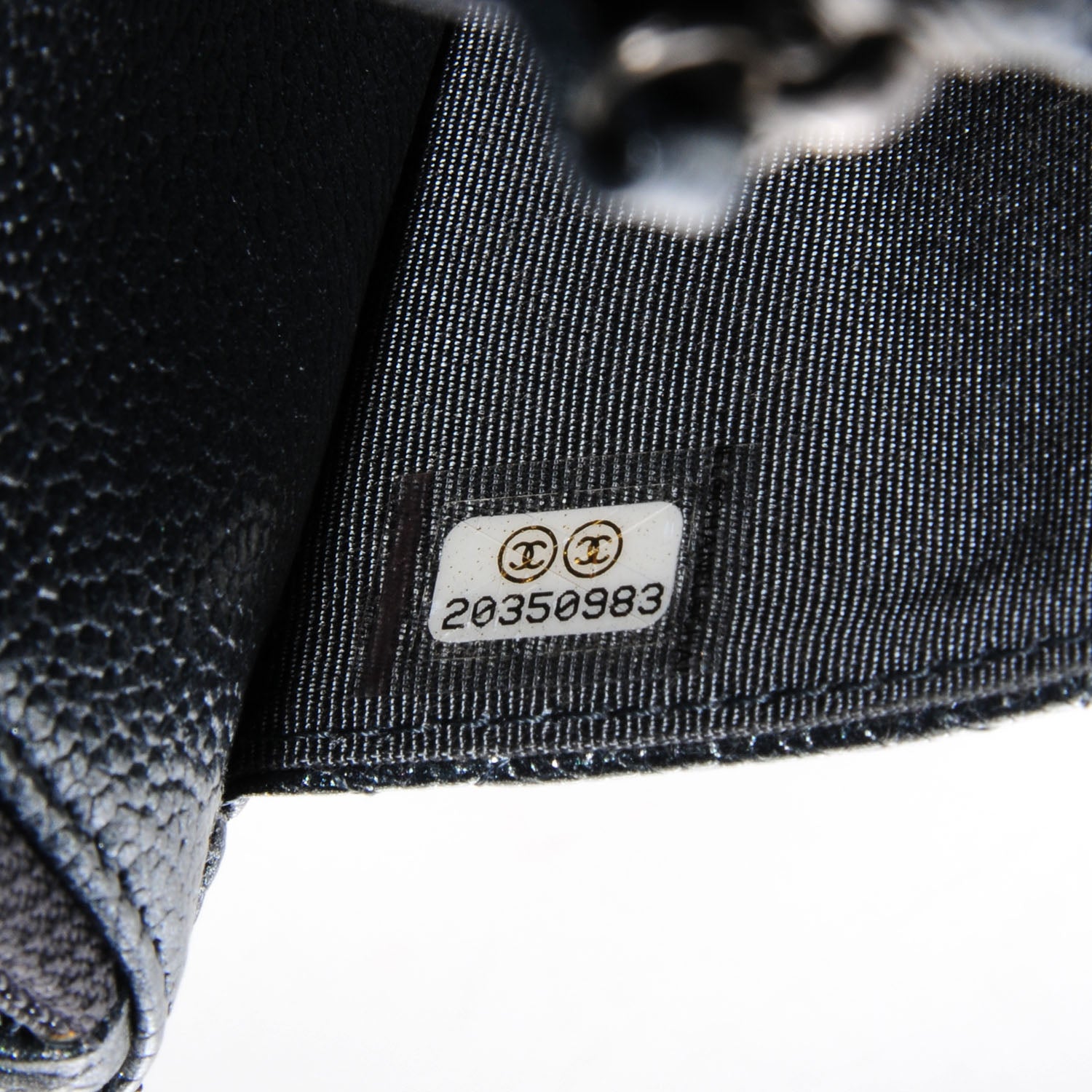 Chanel Metallic Caviar Quilted Wallet On Chain WOC Charcoal 9 of 10