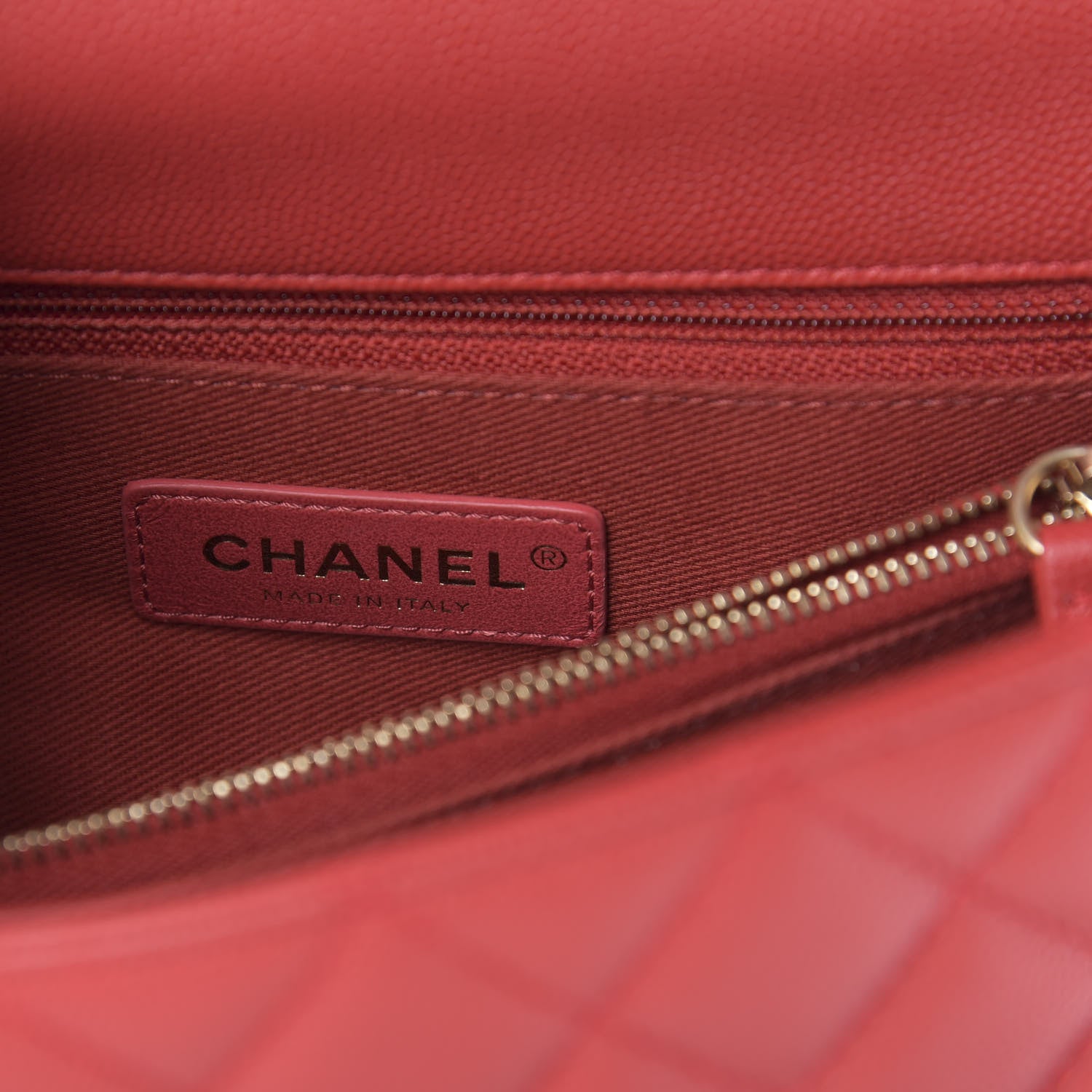 Chanel Caviar Quilted Small Coco Handle Flap Red 6 of 11