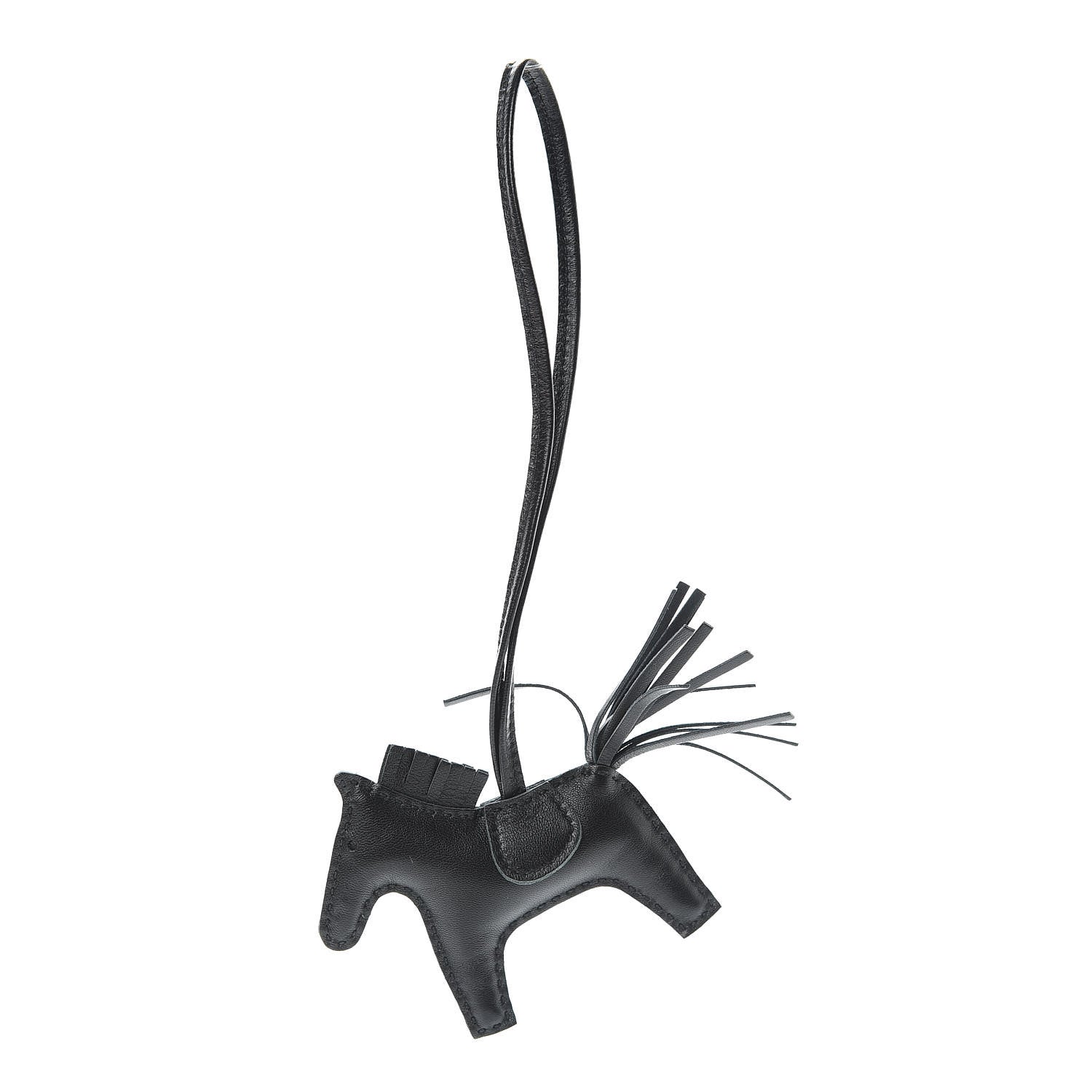 Hermes Milo Lambskin Grigri Rodeo Horse Bag Charm PM So Black 1 of 4