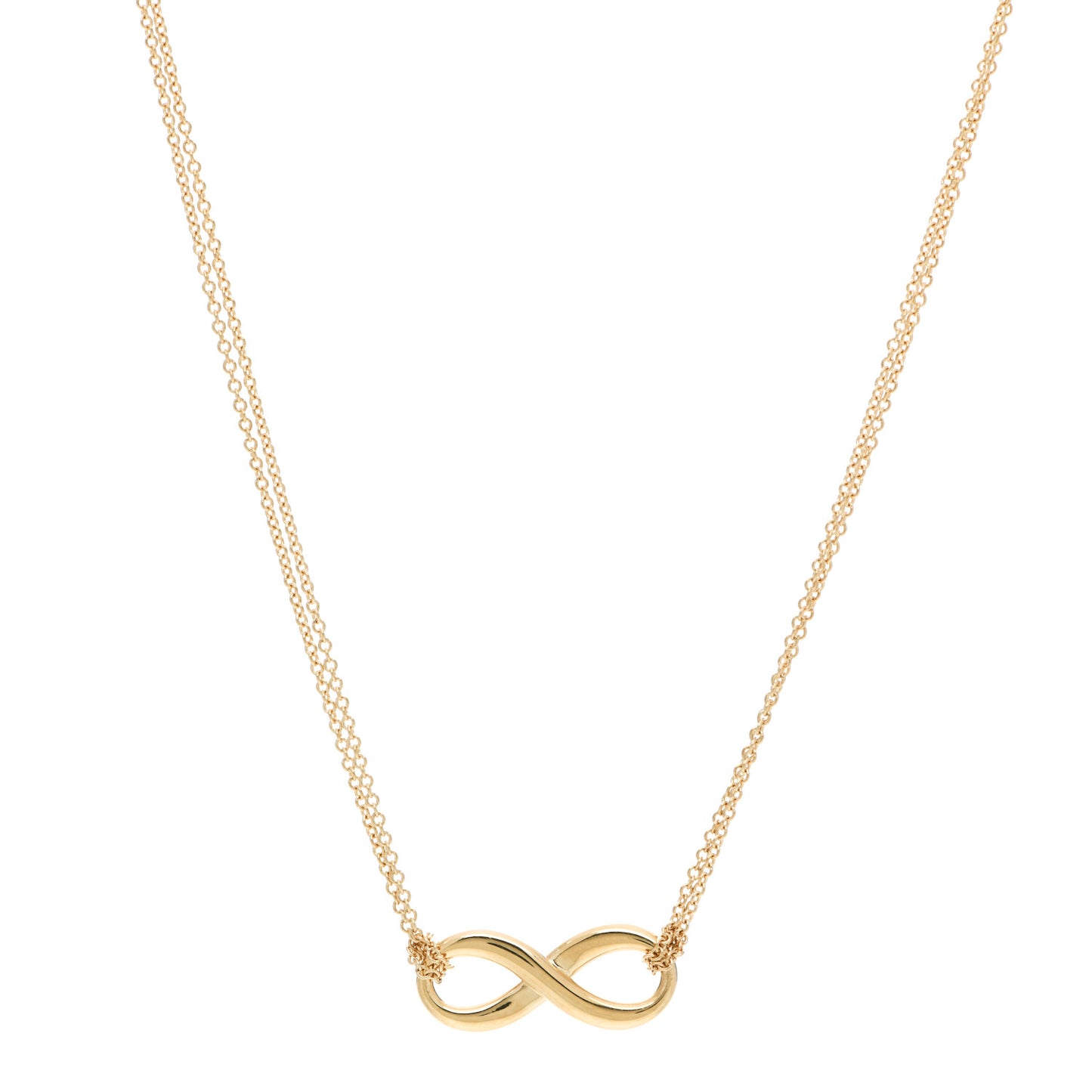 18K Yellow Gold Infinity Double Chain Pendant Necklace