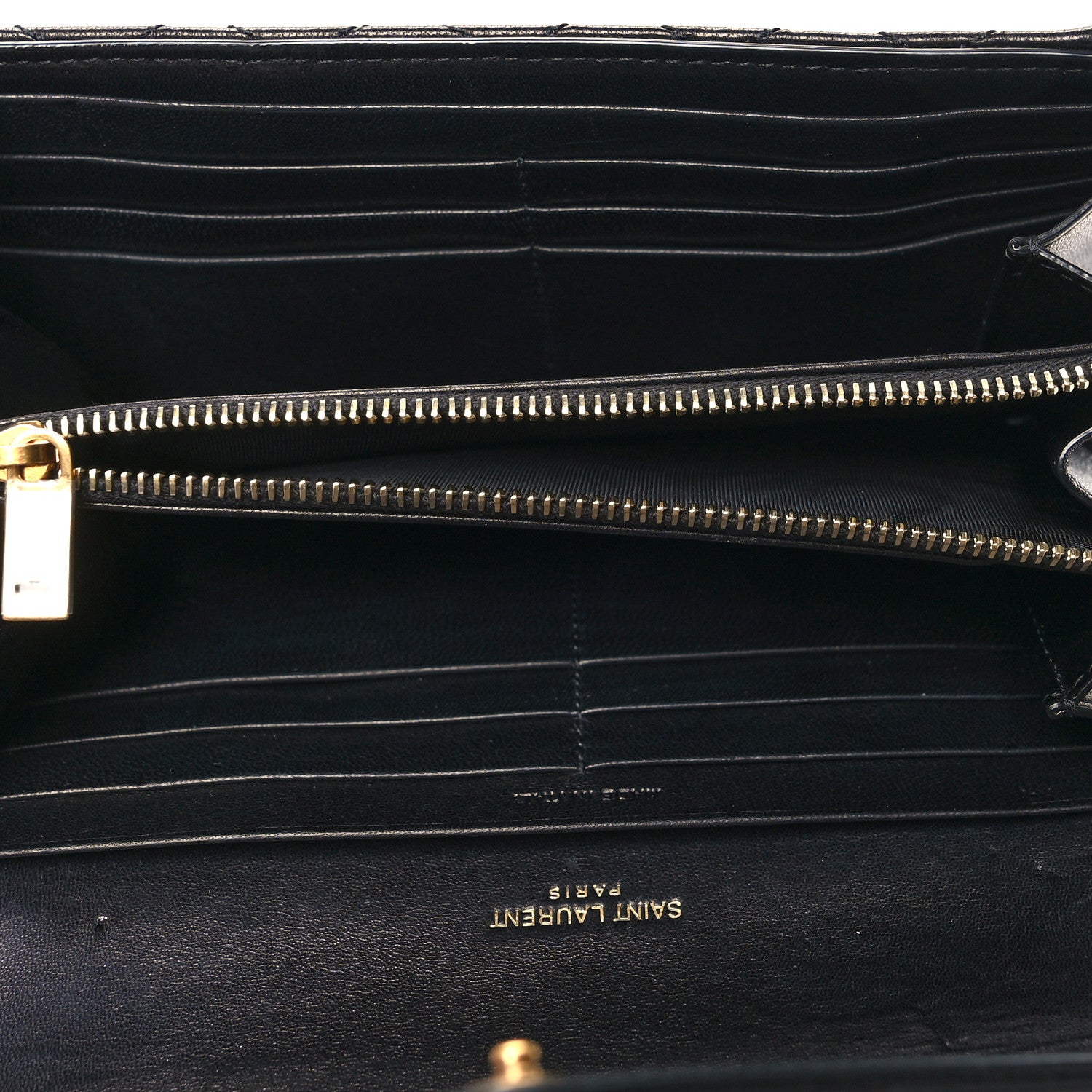 Saint Laurent Lambskin Quilted Monogram Large Gabbie Flap Wallet Black 5 of 11