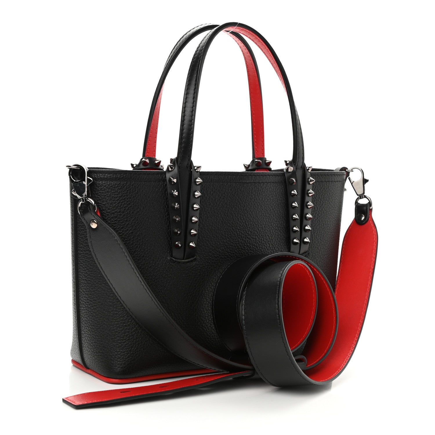 Christian Louboutin Calfskin Spikes Mini East West Cabata Tote Black 3 of 8
