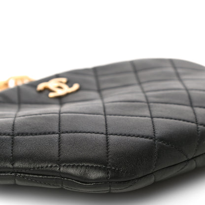 Chanel Lambskin Quilted Pearl Crown Clutch Bag Black 10 of 11