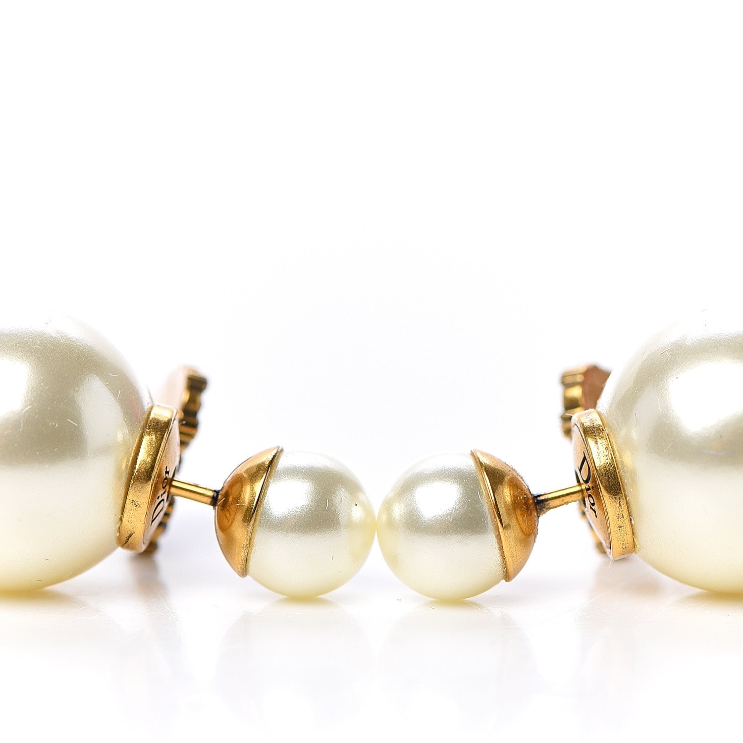 Christian Dior Pearl Crystal Heart Tribal Earrings Gold Red 4 of 4