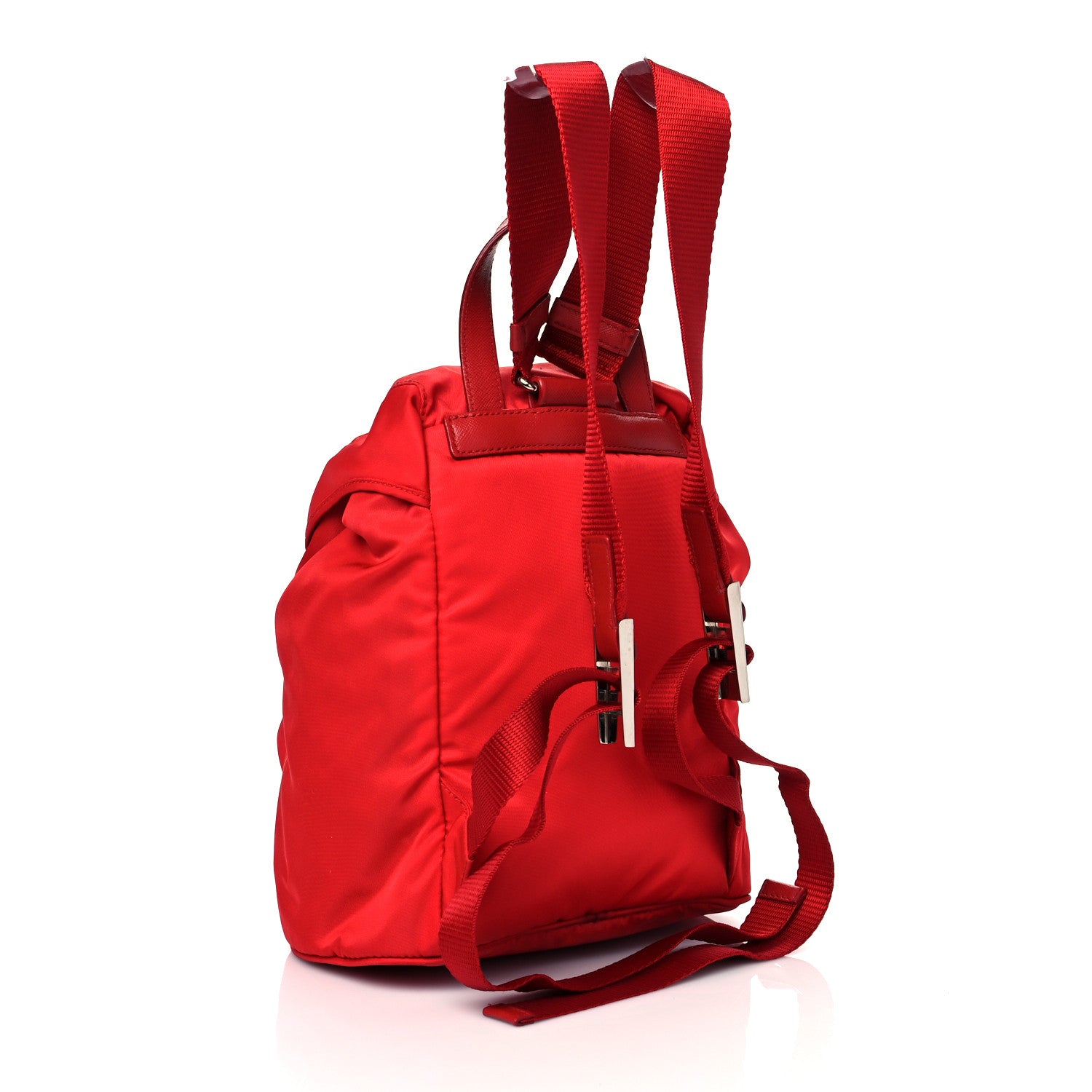 Prada Tessuto Nylon Vela Saffiano Mini Single Snap Buckle Backpack Rosso 3 of 10