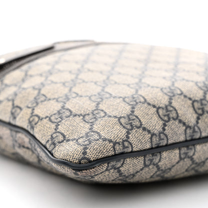 Gucci GG Supreme Monogram Small Flat Side Zip Messenger Bag Beige Blue 9 of 10