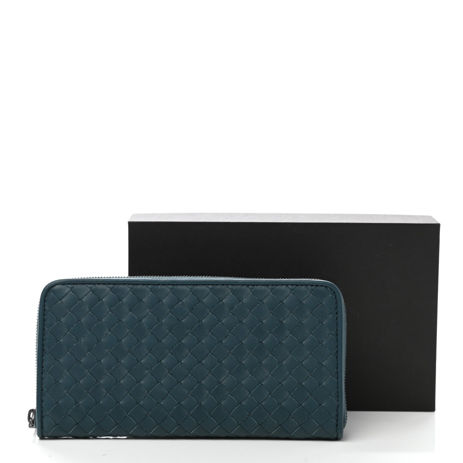Bottega Veneta Nappa Intrecciato Zip Around Wallet Blue 8 of 8