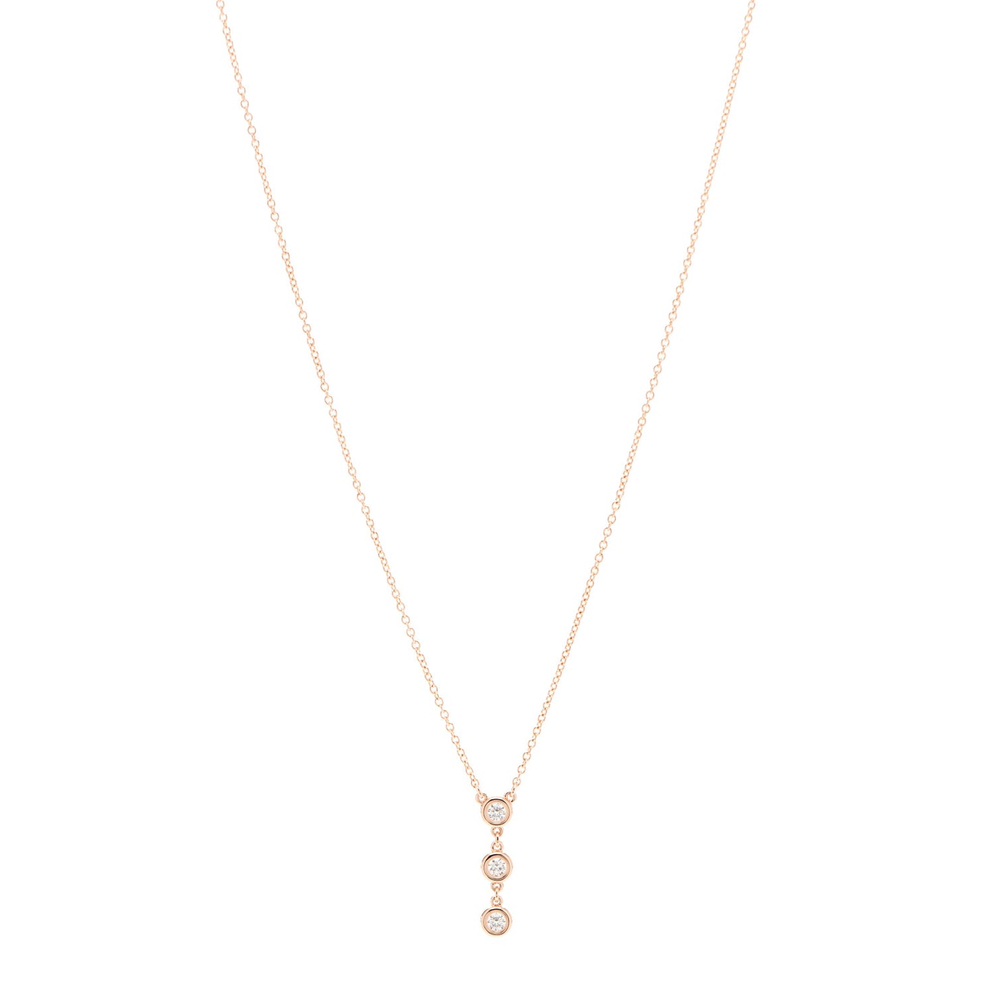 18K Rose Gold Diamond Elsa Peretti Diamond by the Yard Drop Pendant Necklace