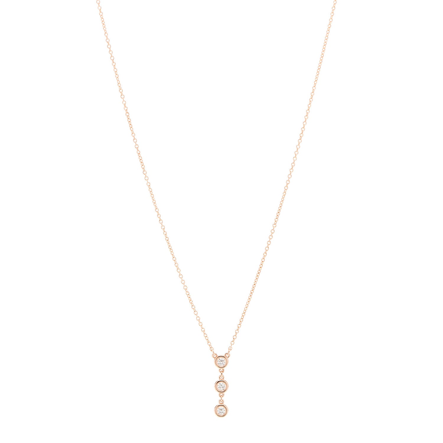 Tiffany 18K Rose Gold Diamond Elsa Peretti Diamond by the Yard Drop Pendant Necklace 1 of 6