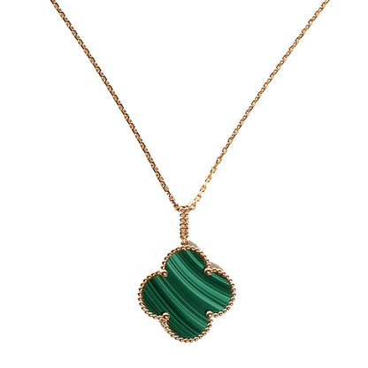 Van Cleef & Arpels 18K Yellow Gold Malachite Magic Alhambra Pendant Necklace 1 of 11