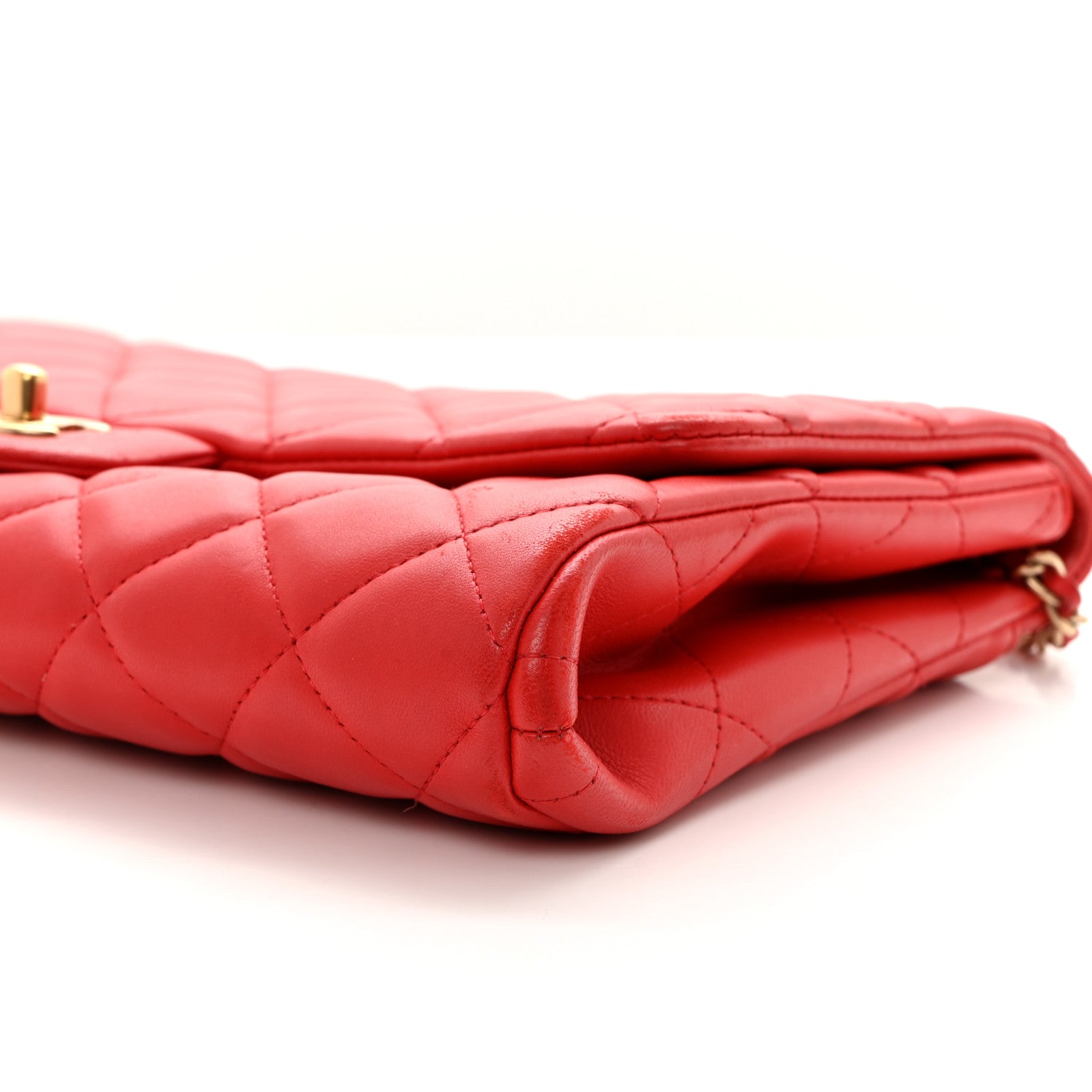 Chanel Lambskin Quilted Clutch With Chain Flap Red 10 of 10