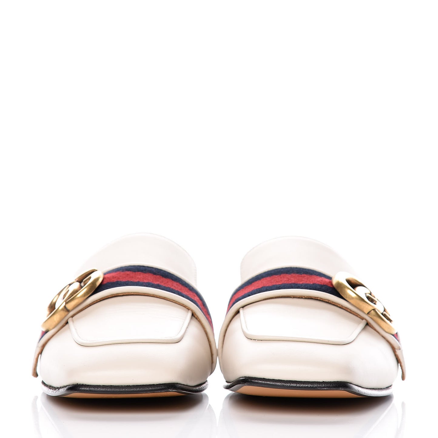 Calfskin Web Womens Peyton GG Slippers 35 Mystic White