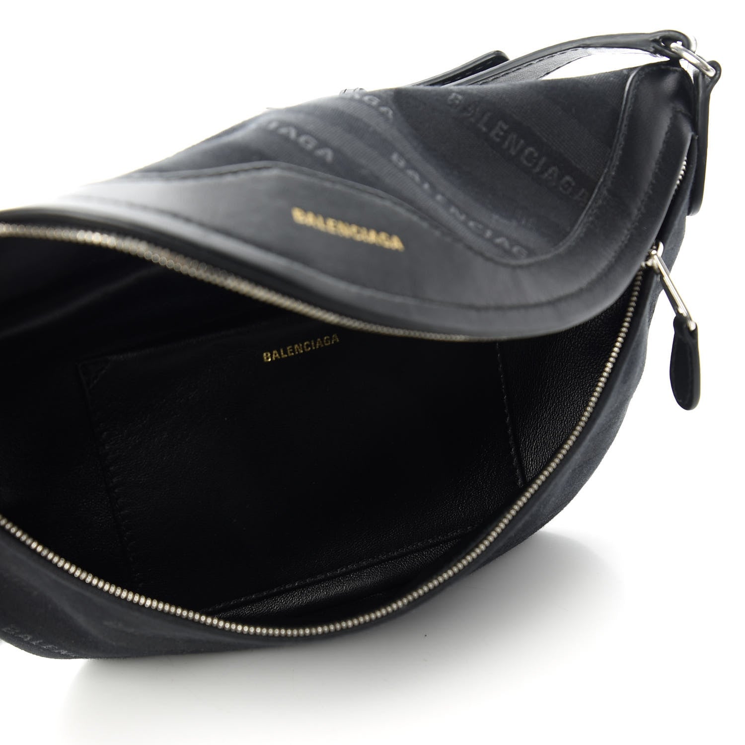 Balenciaga Canvas Jacquard Diagonal Allover Logo XS Souvenir Belt Bag Black 5 of 9