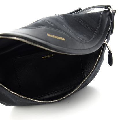 Balenciaga Canvas Jacquard Diagonal Allover Logo XS Souvenir Belt Bag Black 5 of 9