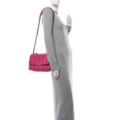 Chanel Tweed Quilted Medium Chanel 19 Flap Pink 2 of 11
