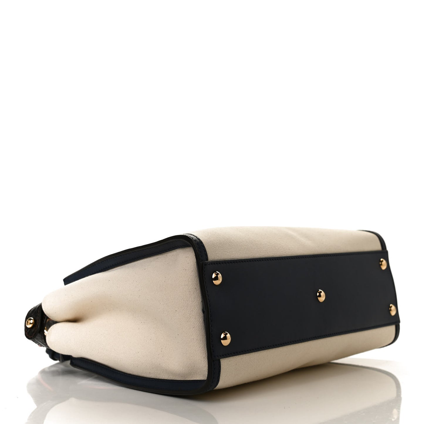 Canvas Crocodile Embossed Medium Peekaboo Iconic Satchel White Navy Red