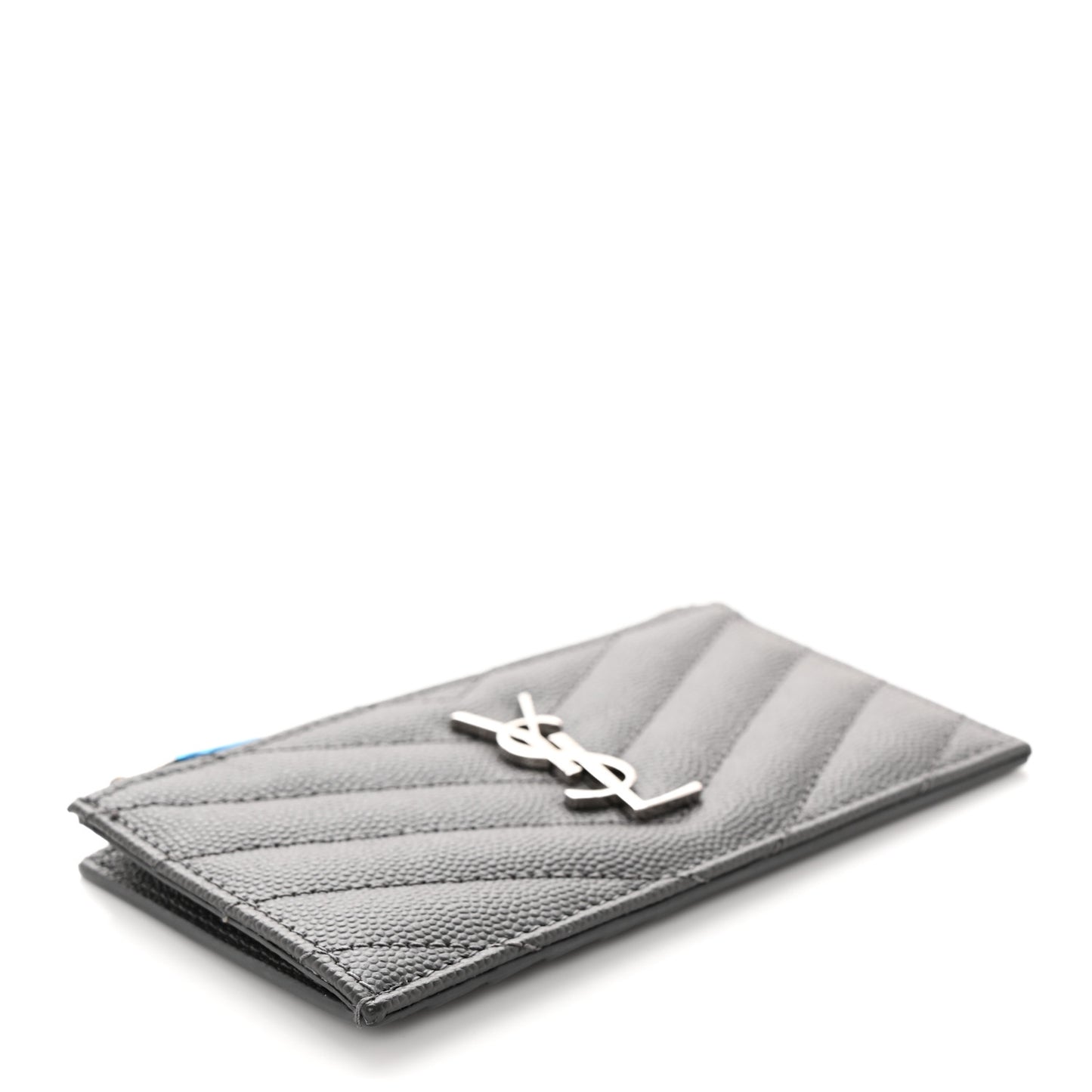 Grain De Poudre Matelasse Chevron Monogram Fragments Zippered Card Case Coal