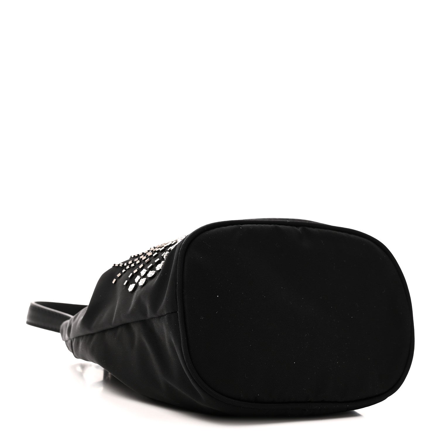 Prada Tessuto Saffiano Ricamo Sequin Crystal Embellished Mini Re-Edition 1978 Bucket Bag Black 4 of 9
