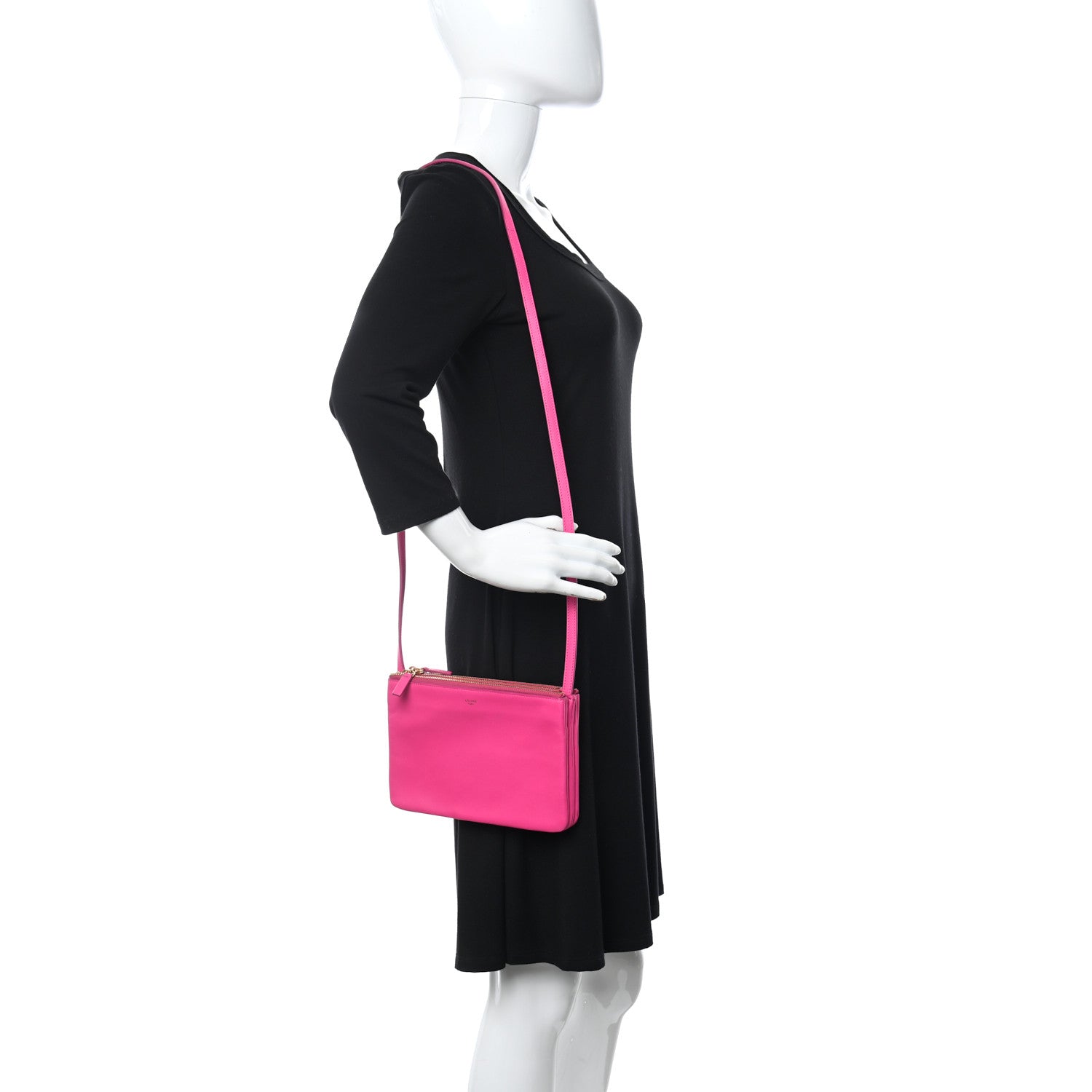 Celine Lambskin Small Trio Crossbody Bag Fluo Fuchsia 2 of 11