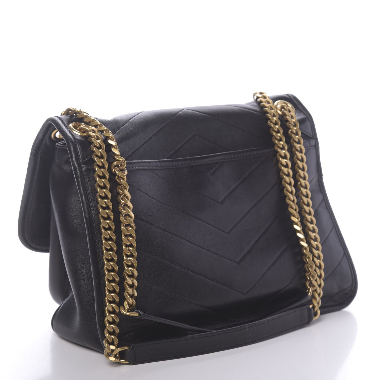 Lambskin Matelasse Monogram Medium Niki Chain Satchel Black