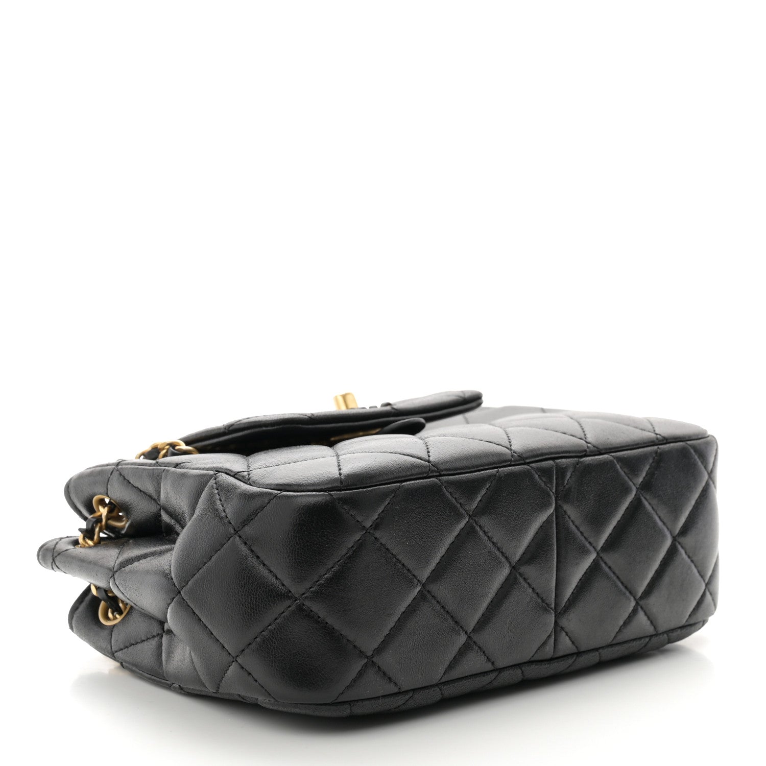 Chanel Lambskin Quilted Braided CC Accordion Flap Bag Black 4 of 11