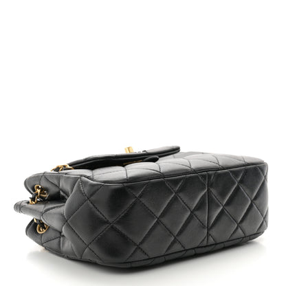 Chanel Lambskin Quilted Braided CC Accordion Flap Bag Black 4 of 11