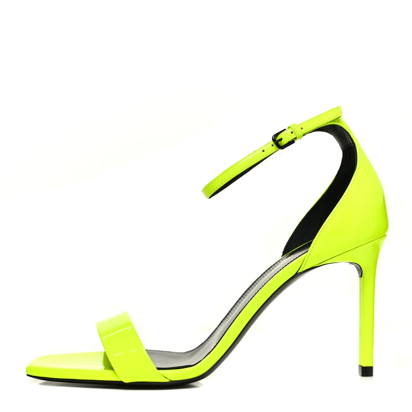 Patent Calfskin Amber 105 Ankle Strap Sandals 37.5 Yellow Fluo