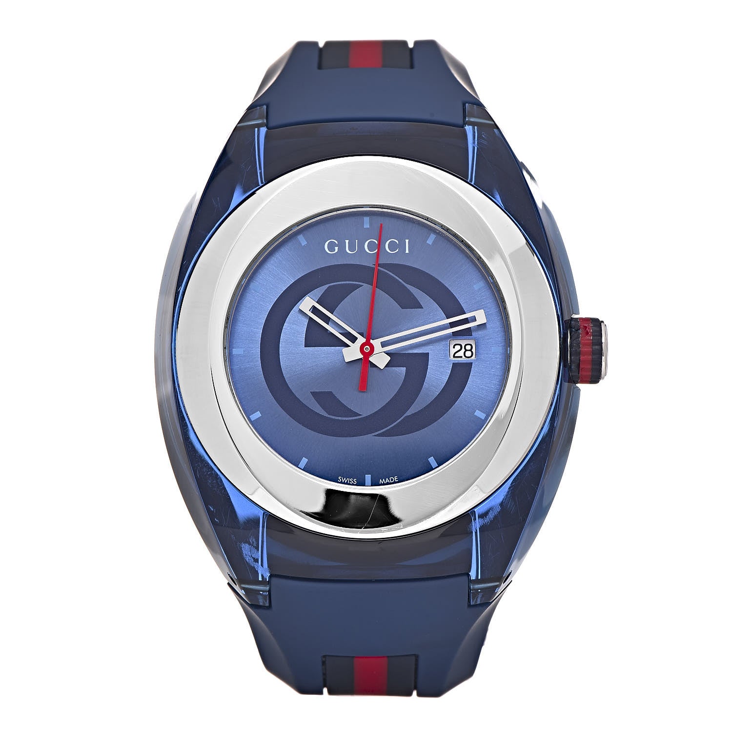 Gucci Stainless Steel Rubber 46mm Sync Web Quartz Watch Blue 2 of 10