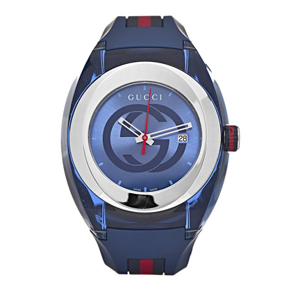 Gucci Stainless Steel Rubber 46mm Sync Web Quartz Watch Blue 2 of 10