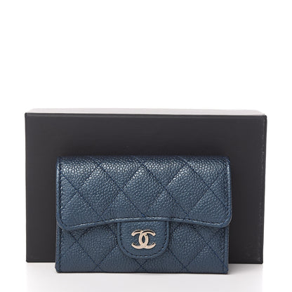 Chanel Metallic Caviar Quilted Flap Card Holder Dark Blue 9 of 9