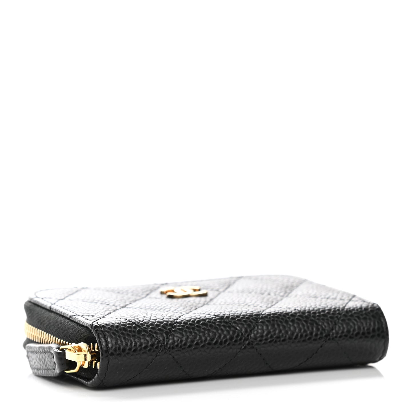 Caviar Quilted Classic Zipped Coin Purse Black