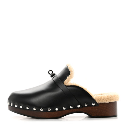 Hermes Calfskin Carlotta Mules 39 Black 1 of 8