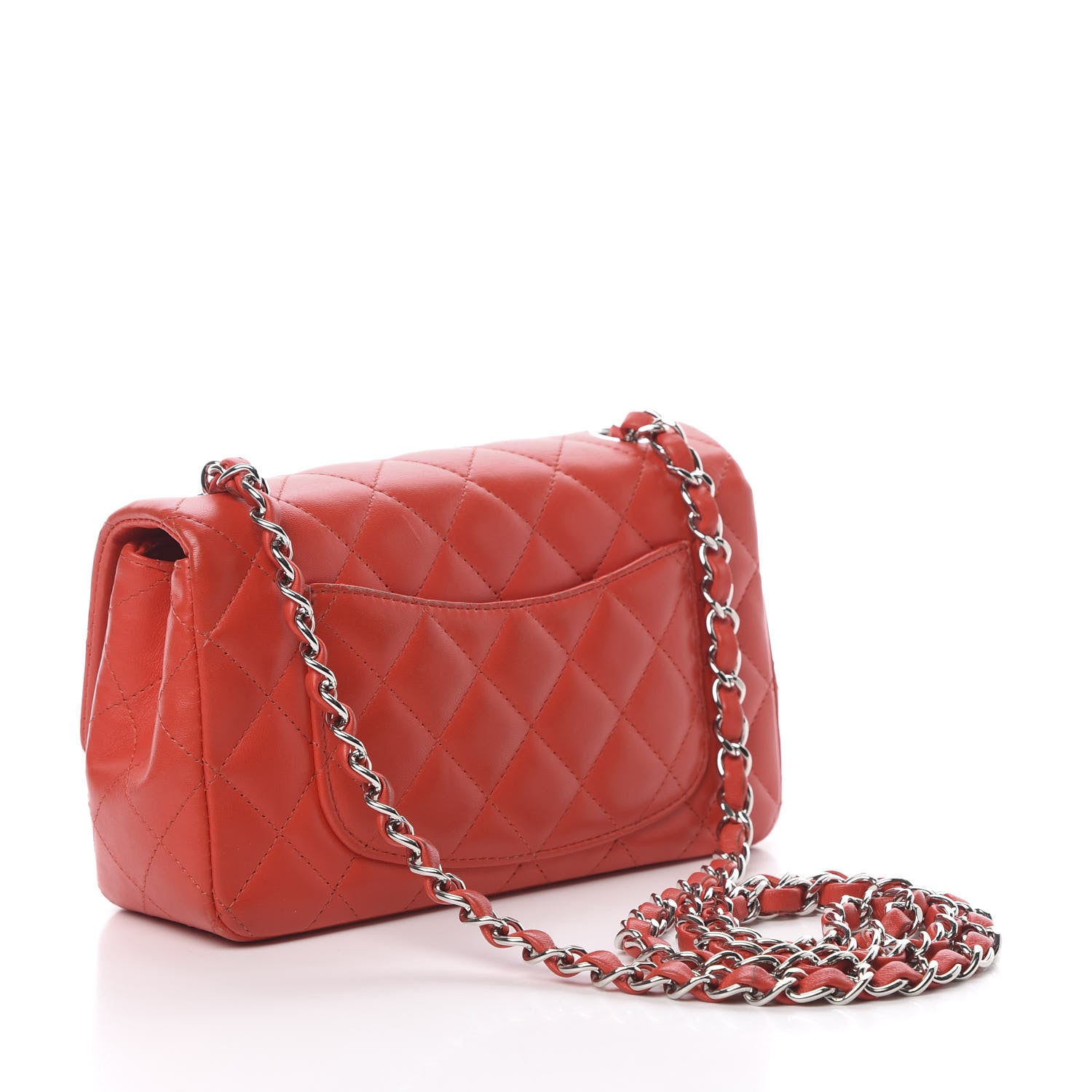 Chanel Lambskin Quilted Mini Rectangular Flap Red 3 of 13