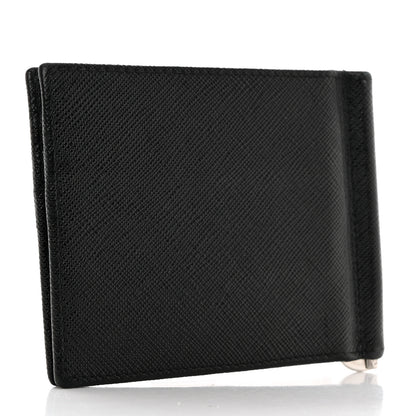 Prada Saffiano Money Clip Bi-Fold Wallet Black 3 of 7
