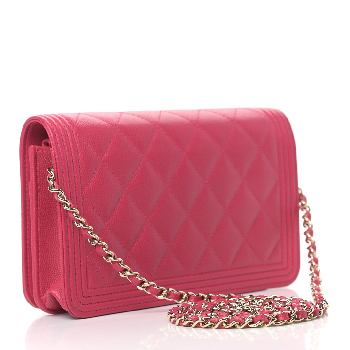Caviar Quilted Boy Wallet On Chain WOC Fuchsia