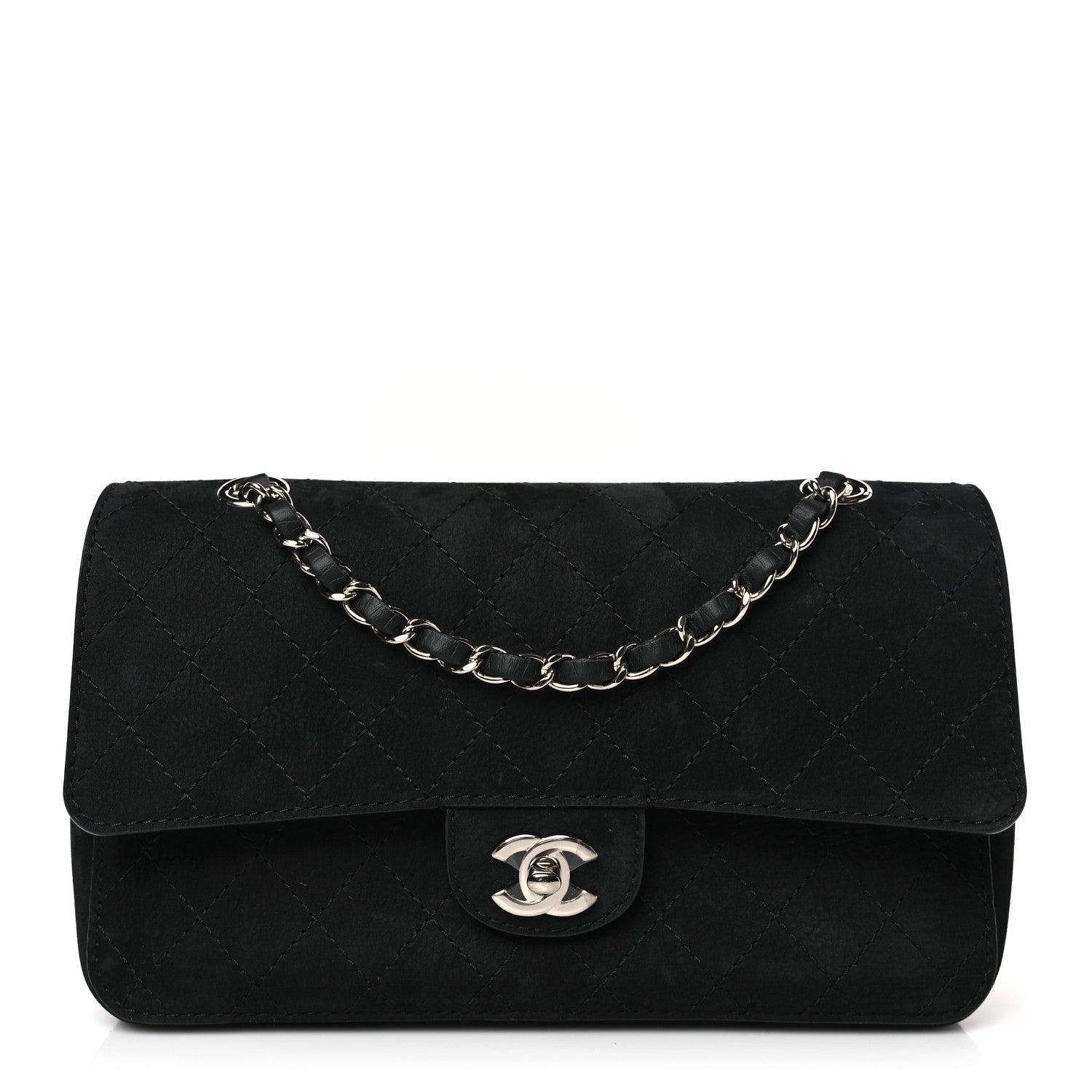Chanel Suede Quilted Medium Double Flap Black 1 of 9