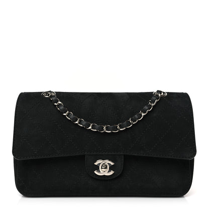 Chanel Suede Quilted Medium Double Flap Black 1 of 9