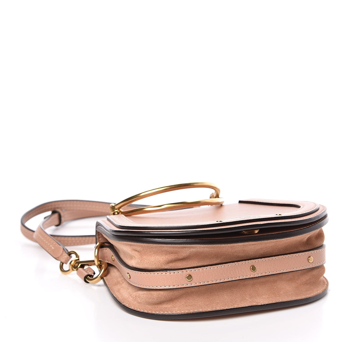 Calfskin Suede Small Nile Bracelet Bag Biscotti Beige