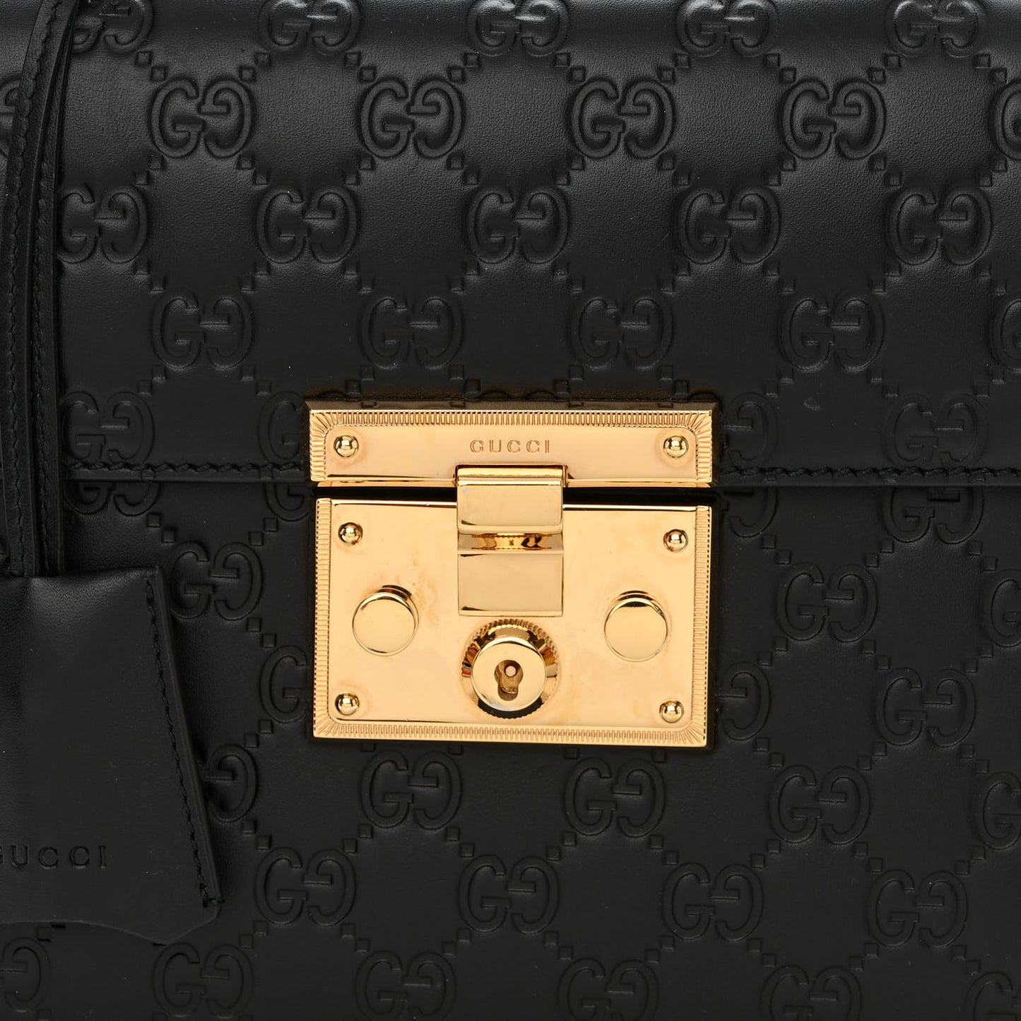 Guccissima Signature Small Padlock Top Handle Bag Black