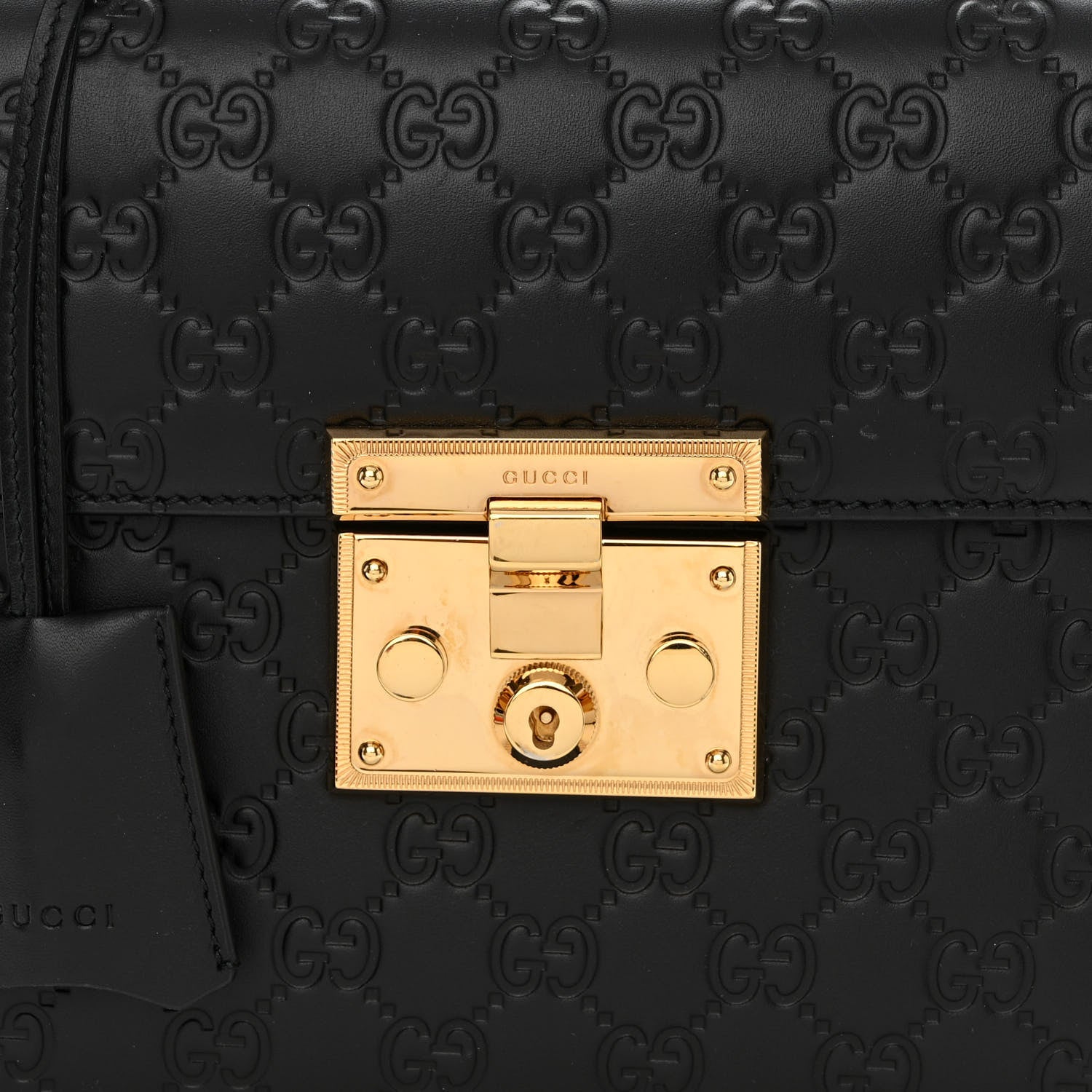 Gucci Guccissima Signature Small Padlock Top Handle Bag Black 8 of 11