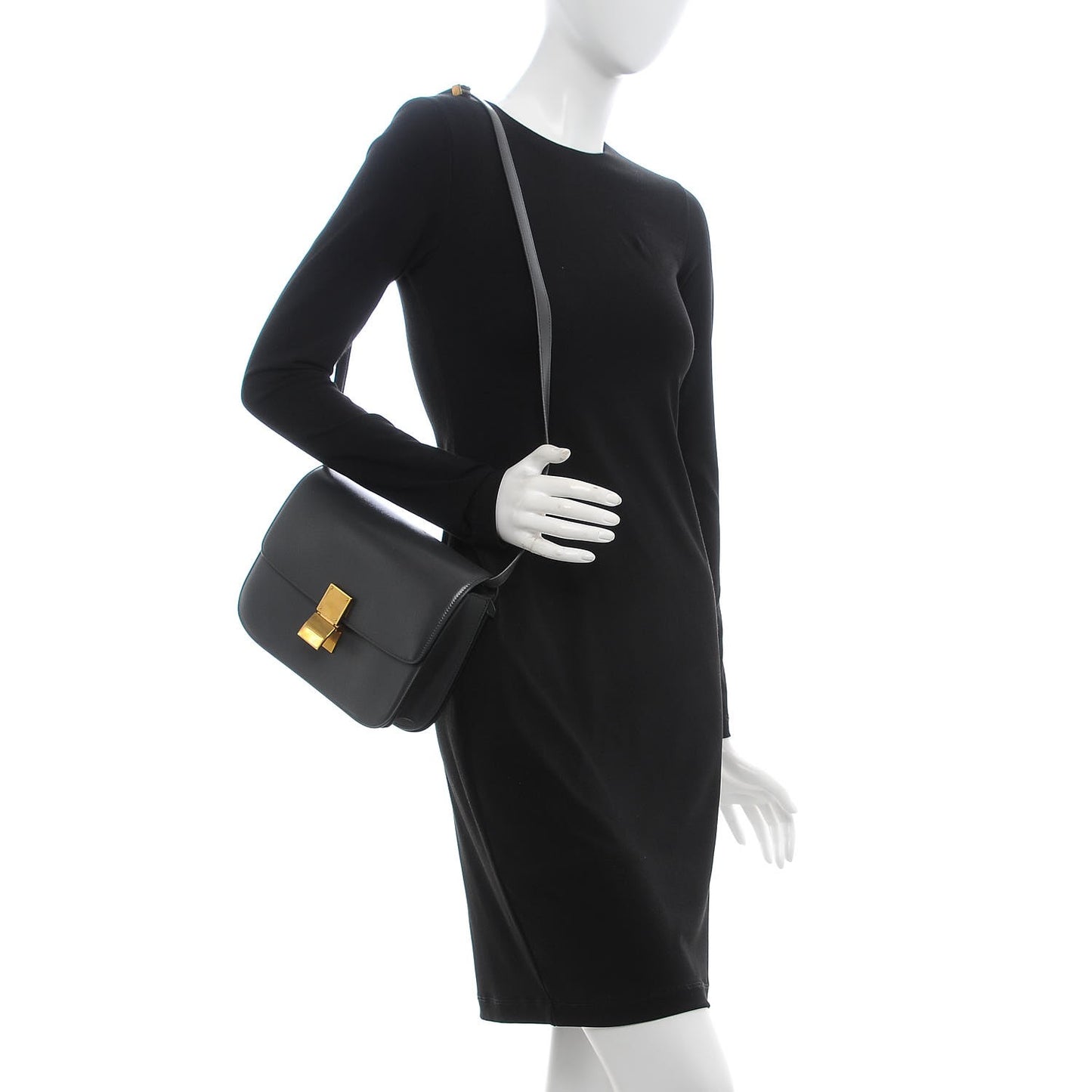 Box Calfskin Medium Classic Box Flap Bag Grey