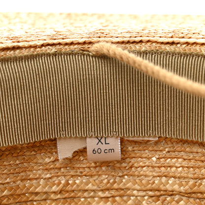Gucci Glittered Straw Grosgrain Wide Brim Hat XL Gold Black 9 of 10