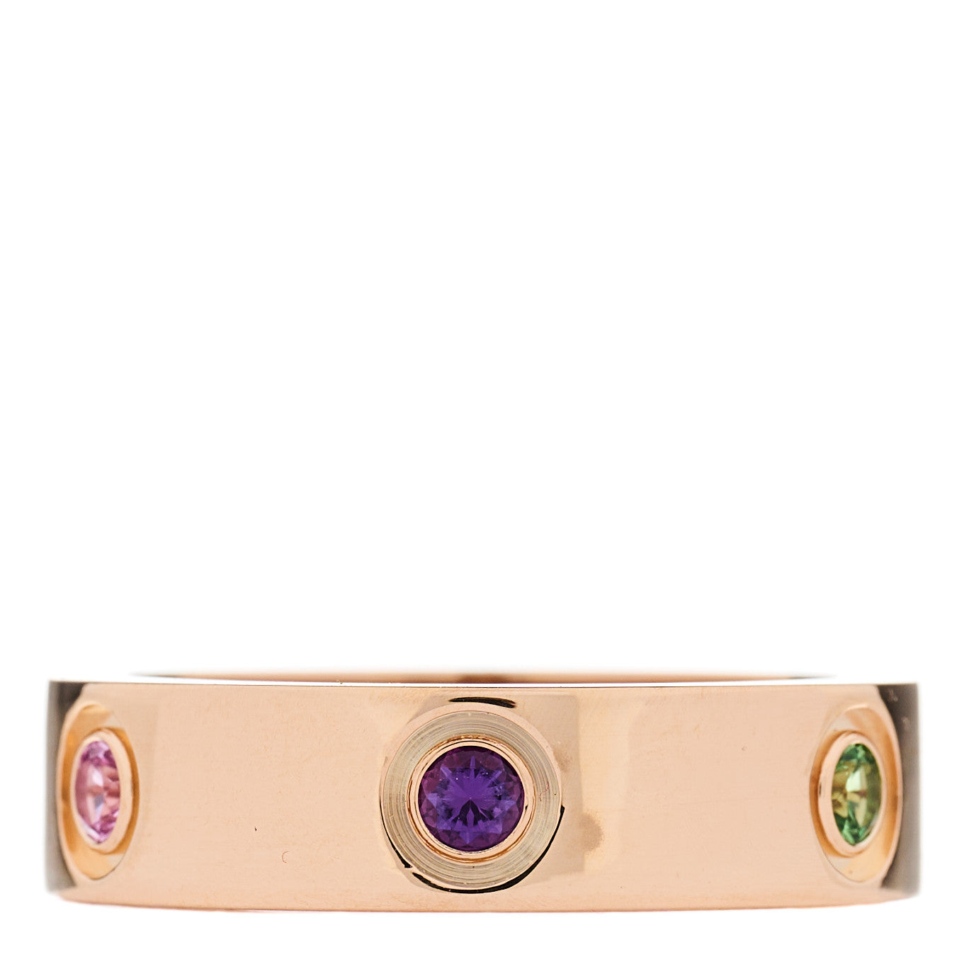 18K Pink Gold Sapphire Garnet Amethyst 5.5mm LOVE Ring 55 7.25