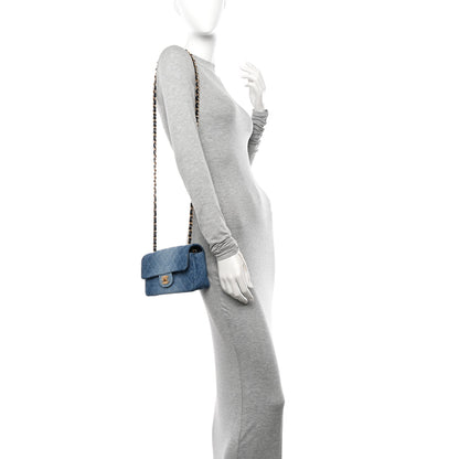 Chanel Washed Denim Quilted Mini Rectangular Flap Blue 2 of 12